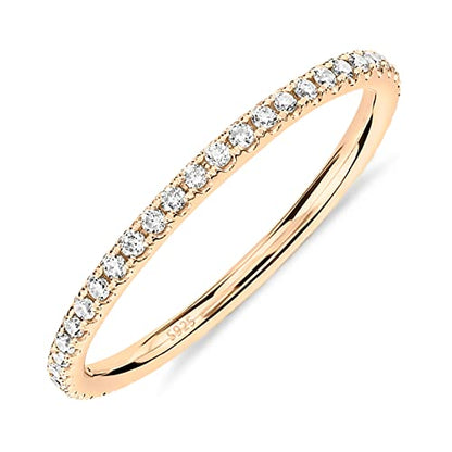 PAVOI 925 Sterling Silver Wedding Band for Women, 14K Gold Plated CZ Ring | Dainty Stackable Rings for Women, Cubic Zirconia Eternity Rings - color: 1-Pack Yellow Gold
