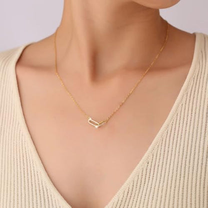 Evabelle Gold Layered Necklace for Women Trendy Jewelry 14K Real Gold Plated Chunky Chain Stackable Necklaces Dainty Choker Necklaces Rectangle Square Pendant - color: Gold Necklace 06