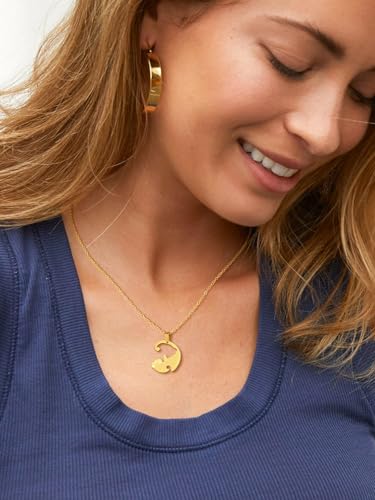 U7 Cat Pendant Necklace for Women Stainless Steel Cute Kitty Cat Jewelry Gift - style: 02-Round Cat Set-Gold+Steel