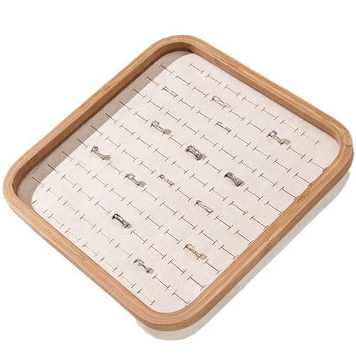 Ring Display Tray - Earring Storage Plate - Velvet Protection & Jewelry Display - Stackable Jewelry Organizer Trays for Collectibles & Gems,Beige,Square 104 Slots - color: Beige, size: Square 104 slots