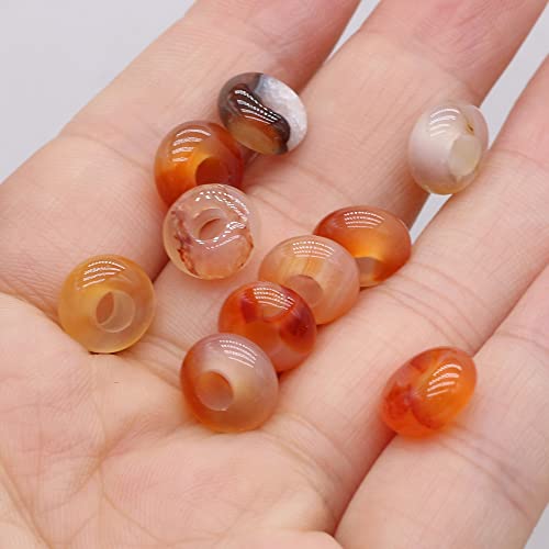 50pcs Natural Semi-Precious Stone Large Hole Loose Beads Abacus Shape Fashionable Opal Amethyst Unakite Rose Quartz Charm Beads for Making Necklace Bracelet - color: 5x10mm