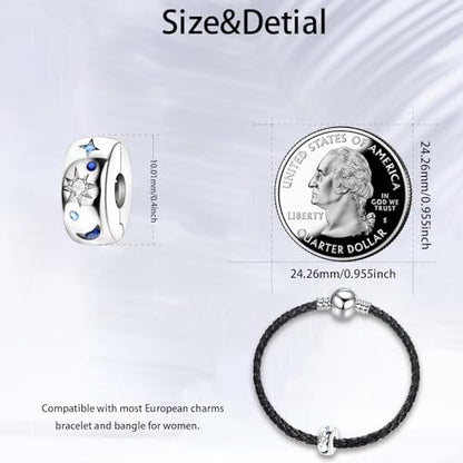 Moon Star Clip Spacer Charm Lock Stopper Bead for Pandora Bracelet Present