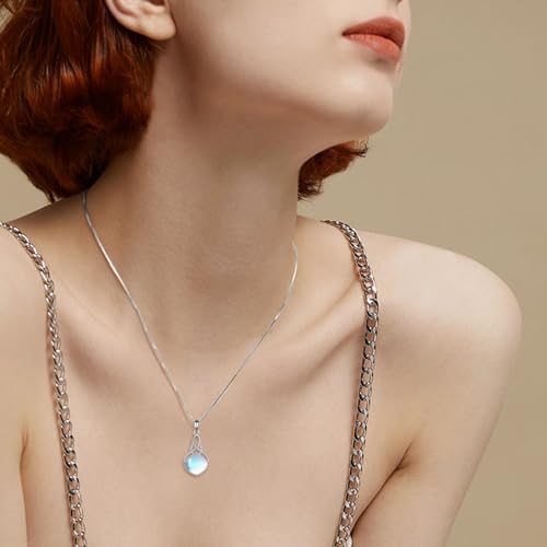 YAFEINI Irish Celtic Pendant Necklace Sterling Silver Natural Stone Teardrop Necklace Jewelry Gifts For Women Girls - color: Moonstone necklace