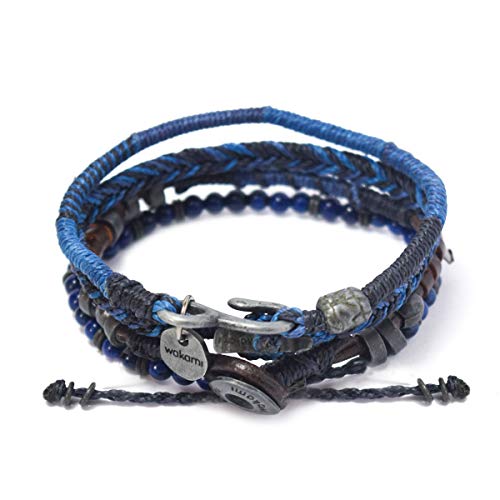 Wakami Charm Bracelet Stack Beaded Stackable Bracelets for Women - color: Blue | 7.5IN