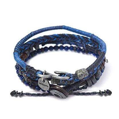 Wakami Charm Bracelet Stack Beaded Stackable Bracelets for Women - color: Blue | 7.5IN