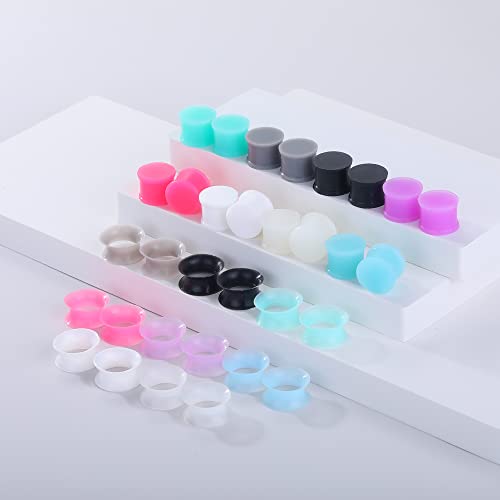 Juway Oveta Ear Gauges for Ear Silicone Ear Plugs Soft Flexible Silicone Gauge Saddle Silicone Ear Plugs and Tunnels 6mm-20mm(16 Pairs) - color: 32PCS 14mm(9/16")
