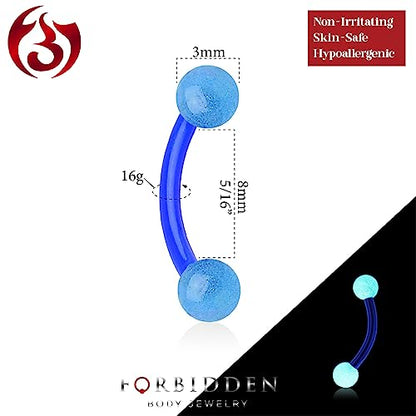 16g 8mm Daith Earring, Eyebrow Ring and Rook Piercing Jewelry, Acrylic Glow-in-The-Dark Retainer - style: Blue