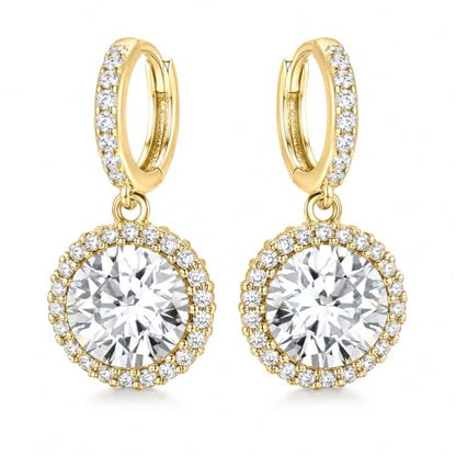 14K Gold Plated Hoop Dangle Earrings for Women, Hypoallergenic Colorful Cubic Zirconia Drop Earrings, Lightweight Huggie Earrings for Women - color: Gold/White