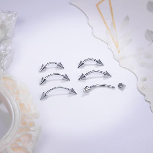 20g 18g 16g 14g Rook Piercing Jewelry Titanium Externally Threaded Curved Barbell Eyebrow Tragus Helix Conch Lobe Labret Earrings Lip Rings Body Piercing Jewelry For Women Men Ball Spike 6mm-19mm - size: 18G - 10mm Spike