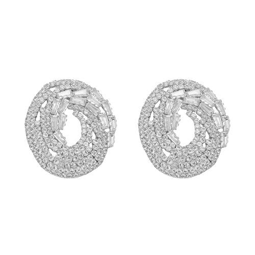 Rhinestone Earrings Dangling for Women Sparkly Silver Dangle Earrings Girls Long Chandelier Earrings Tassel Lightweight Ear Studs Cubic Zirconia (KE001S-W) - color: CZ Oval YXE065S