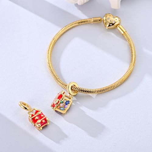 14K Gold Plated Charms for Bracelets Necklace Star Moon Cross Beads Woman | 925 Sterling Silver Charms Butterfly Cute Cat Dog Evil Eye Lucky Bracelet Beads Aesthetic Peandant Jewelry Gift for Mom - color: gold travel bag