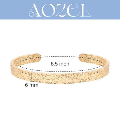 AOZEL Gold Bangle Cuff Bracelets for Women Trendy Chunky Adjustable Twist Love Textured Bracelet Jewelry Gifts - color: Gold Hammered