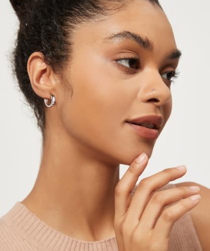 Monkton Huggie Earrings for Women S925 Sterling Silver Open Hoop Earrings - Chic Lightweight Dainty Minimalist Hypoallergenic