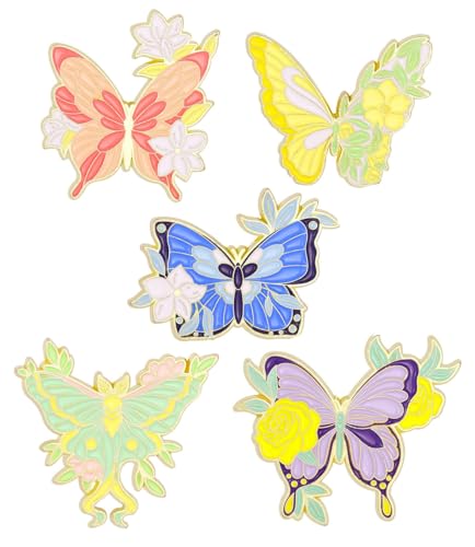 Cute Enamel Pin Set Lapel Pins Brooches Cartoon Brooch Badge Pins for Clothes Bags Backpack for Women - color: Butterfly Set 4