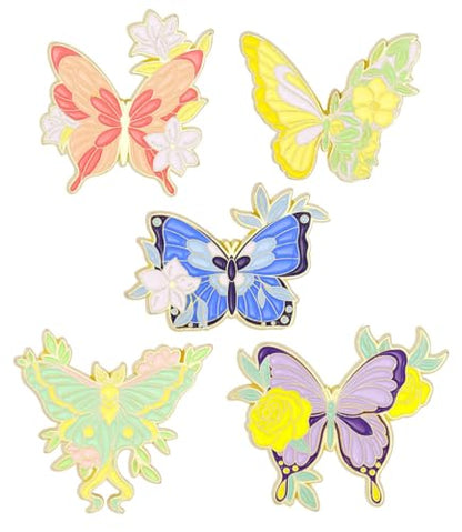 Cute Enamel Pin Set Lapel Pins Brooches Cartoon Brooch Badge Pins for Clothes Bags Backpack for Women - color: Butterfly Set 4