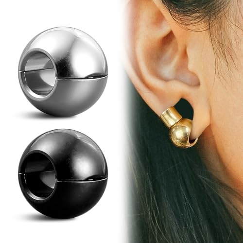 1 pair 9g ear weight Classic Spheres, Hypoallergenic 316 Stainless Steel Ear Weights Plugs Tunnels Gauges for Ear Body Jewelry Women Men - color: Black for Ear Lobe in 12mm+ (1/2") or Large