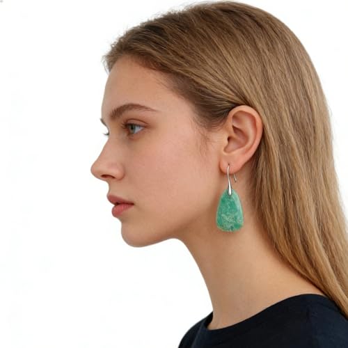 Boho Multiple Style Natural Stone Earrings for Women Unique Healing Gemstone Energy Hypoallergenic Lightweight Dangle Drop Earrings Multiple Styles Earrings Jewelry for Birthday Party Gift - style: Amazonite- Gold Hook