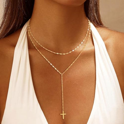 CHESKY Long Necklace for Women, 14k Gold Plated/Streling Silver Lariat Y Necklaces - style: y necklace 15