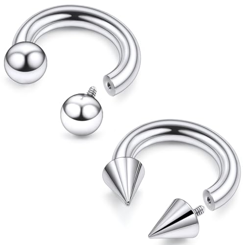 F136 Titanium 20/18/16/14/12/8/4/2g Septum Nose Rings Gauge Earrings Lip Rings Prince Albert Jewelry Internally Threaded Horseshoe Hoop Piercings - size: 6g*12mm