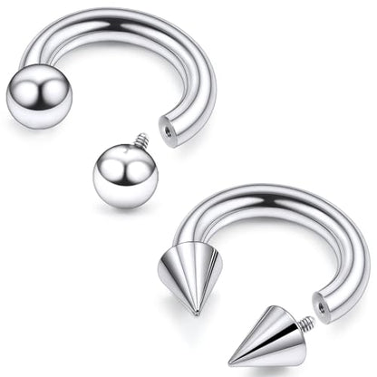 F136 Titanium 20/18/16/14/12/8/4/2g Septum Nose Rings Gauge Earrings Lip Rings Prince Albert Jewelry Internally Threaded Horseshoe Hoop Piercings - size: 6g*12mm