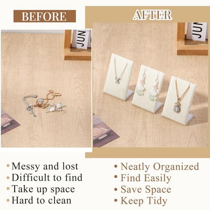 RattanView 12 Pieces Velvet Earring Display Stand Necklace Pendant Jewelry Stand Showcase Organizer Display Holder for Earring Pendant Accessory Rack(Beige,Straight Style,Velvet) - color: Beige