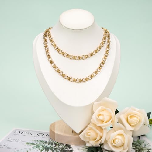 UMAOKANG 2 Meters Gold Plated Stainless Steel Chains for Jewelry Making Circle Link Chain on Spool with Jump Rings and Lobster Clasps - color: Circle Gold