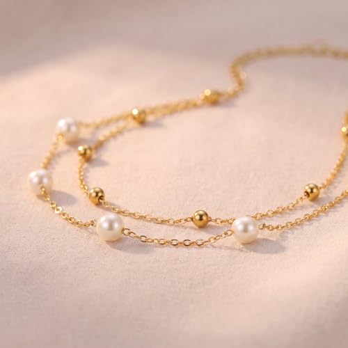 Dainty Layered Ankle Bracelets for Women Waterproof, 14K Gold/Silver Plated Anklets Beaded Satellite Chain Ankle Bracelet Set Trendy Beach Summer Fashion Jewelry Gift - style: Style 6