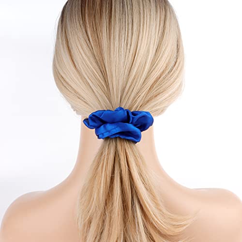 16 Pacs Satin Scrunchies Bridesmaid Proposal Gifts Hair Ties Scrunchies for Women Girls Bachelorette Party Favors(Royal blue) - color: royal blue