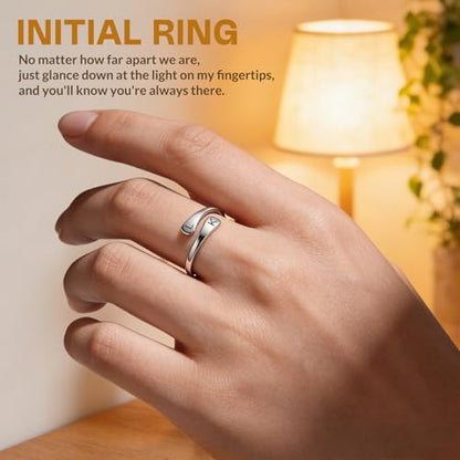Custom Ring for Women 925 Sterling Silver Name Rings Personalized Initial Ring Engraved Stackable Letter Ring Christmas Birthday Gifts For Mom Grandma Sisters Girlfriend - color: Style 1-Rose Gold