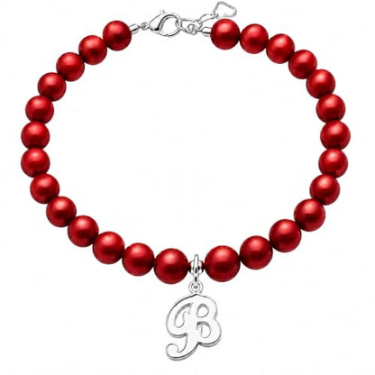 Baby Crystals Personalized Red Bracelet for Protection –Baby Jewelry for Girls | 14K Gold-Plated or Sterling Silver Initial Charm Bracelet | Baptism, Birthday Gifts - style: Sterling Silver Initial