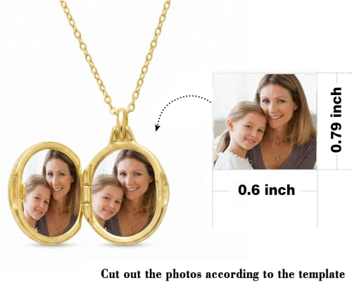 YOUFENG Love Heart Locket 14K Gold-Filled Oval Circle Rectangle Lockets that Hold Pictures Floral Patterns Necklace for Women - style: Gold Oval