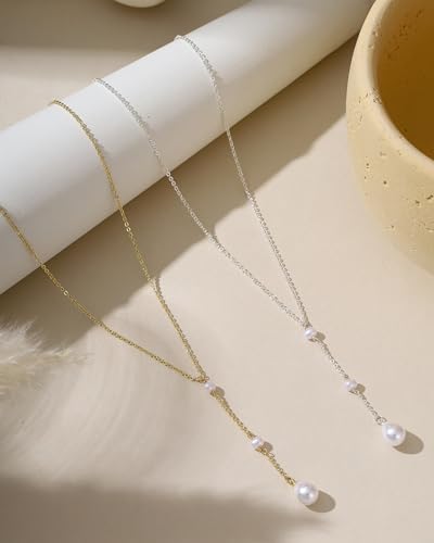 Pearl Necklaces for Women Trendy 14k Gold Plated Cubic Zirconia Pearl Pendant Necklace Valentines Day Wedding Birthday Mother's Day Gifts Dainty Gold Necklace for Women - color: Style 6 - Gold Necklace