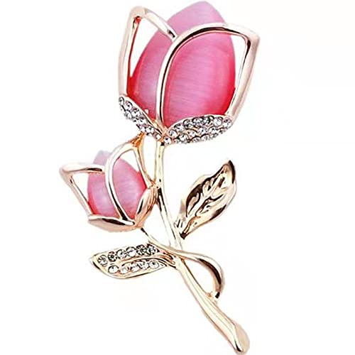 Lavender flower brooch crystal rhinestone tulip brooch elegant accessories jewelry women brooches and pins fashion jewelry wedding flowers lapel pin - color: Pink Tulips