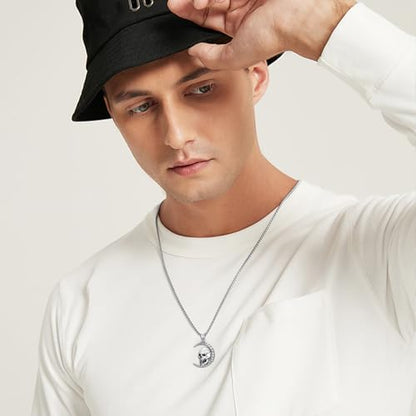Sterling Silver Halloween Necklace Gothic Jewelry Gifts for Women Men - style: Skull