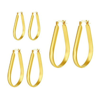 Oval Hoop Earrings 4.8mm Wide Large Chunky Lightweight Big Hoop Earrings 18K Gold Plated Minimalist Jewelry for Women 20/30/40mm - color: Gold-18mm Inner Diameter