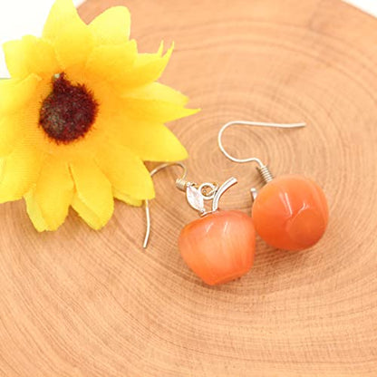 Uloveido Apple Necklace and Earrings Set for Women Cute Apple Jewelry Set for Teacher Mom YL007 - color: Orange