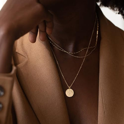 Valloey Rover Gold Necklaces for Women | Dainty 14K Gold/Sterling Silver Plated Cubic Zirconia Star Moon Pendant Necklaces Twist Rope Chain Simple Jewelry for Women - style: Gold-full moon