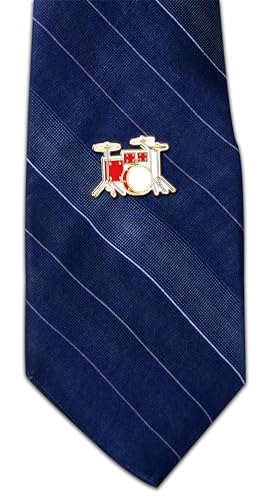 Drummer Pride Drum Set & Music Heart Dual 2-Piece Pride Lapel Pin or Hat Pin & Tie Tack Set with Clutch Back by Novel Merk