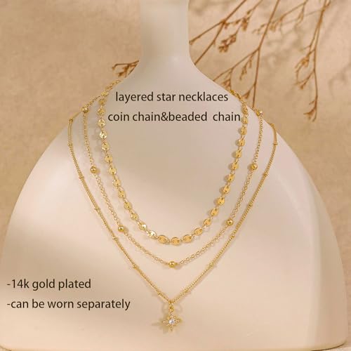 XIXINI Layered Necklaces for Women, Dainty Gold Necklace Stack 14k Gold Plated Layering Pendant Necklace Set Simple Statement Gold Necklaces for Women Trendy Fashion Waterproof Gold Jewelry - color: Gold-Set 5