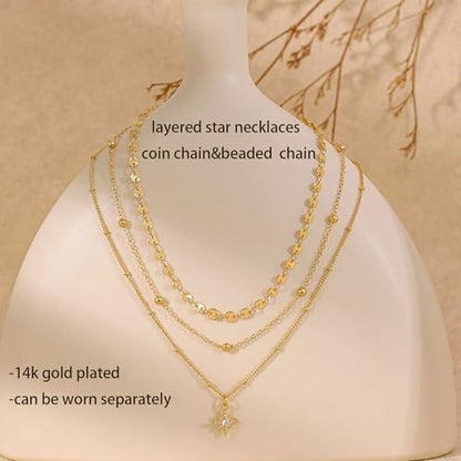 XIXINI Layered Necklaces for Women, Dainty Gold Necklace Stack 14k Gold Plated Layering Pendant Necklace Set Simple Statement Gold Necklaces for Women Trendy Fashion Waterproof Gold Jewelry - color: Gold-Set 5