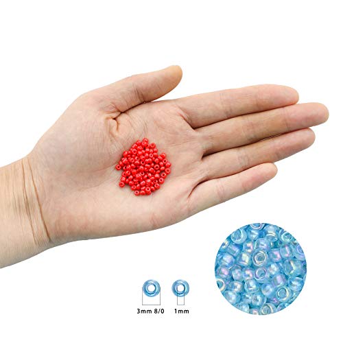 Ybxjges 12000 pcs 3mm Glass Seed Beads 8/0 Small Craft Beads Friendship Bracelet Kit with Jump Rings Lobster Clasp Elastic String for Jewelry Making DIY Bracelets Necklaces Girts for Girls Age 6-12