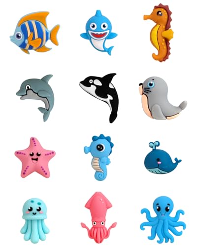 12PCS 3D Sea Creatures Silicone Focal Beads for Pens - color: 3D Sea Creatures
