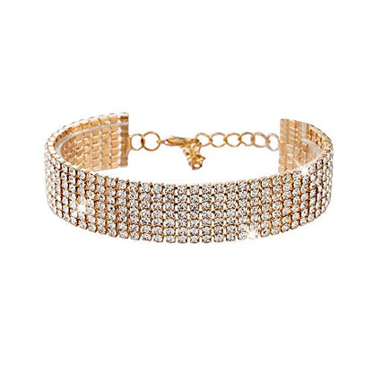 YINLI Charm Crystal Adjustable Bracelet Bangle Fashion Bridesmaid Bridal Jewelry Silver and Gold Plated - color: Gold