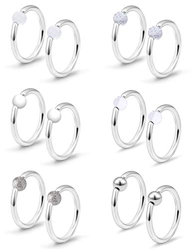 SCERRING 16G Captive Bead Piercing Ring Stainless Steel Nose Septum Tragus Helix Nipple Lip Eyebrow Hoop Rings 12PCS - style: A:12PCS - 10mm Mix Color
