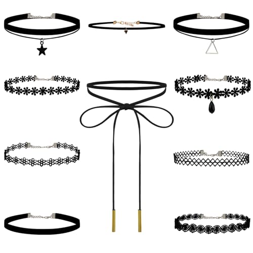 Choker Necklace for Women, Choker Necklaces for Woman, Black Choker, Chokers for Women - color: Black 10pcs