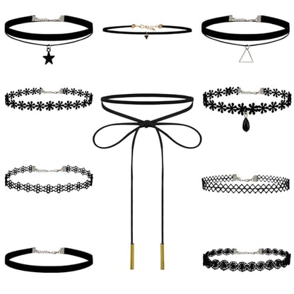 Choker Necklace for Women, Choker Necklaces for Woman, Black Choker, Chokers for Women - color: Black 10pcs