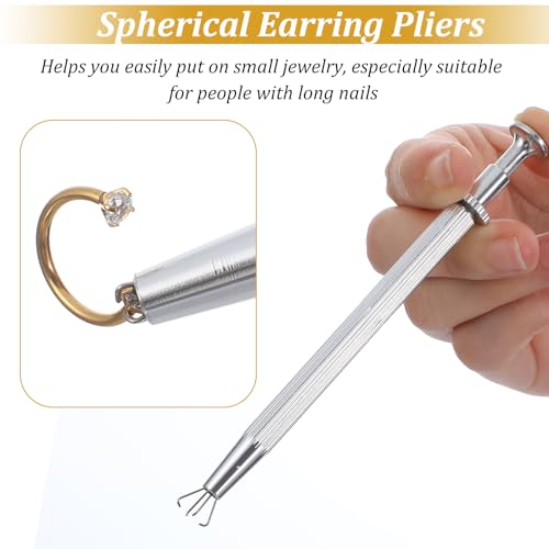 Lusofie 16g Horseshoe Nose Ring with Piercing Changing Tool - Gold Septum Rings Double Gem Surgical Steel Cartilage Helix Tragus Earring Hoop - Lip Ring Labret Piercing Jewelry 8mm 10mm