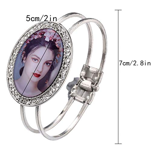 Minache Gold Silver Oval Bezel Tray Cuff Bangles Bracelets for Women,20mm Blank Cuff Style Bracelet Trays for Bracelet DIY Making - color: style 2