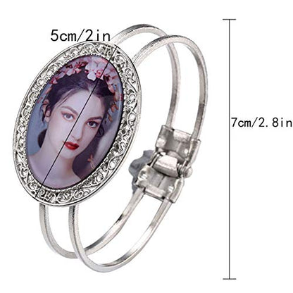 Minache Gold Silver Oval Bezel Tray Cuff Bangles Bracelets for Women,20mm Blank Cuff Style Bracelet Trays for Bracelet DIY Making - color: style 2