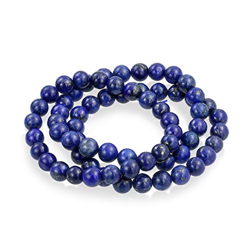 Bling Jewelry Unisex Stackable Set Of 3 Gemstone Round Bead 8MM Stretch Bracelet For Women Teen Men Multi Strand Stacking Adjustable - color: Blue Lapis